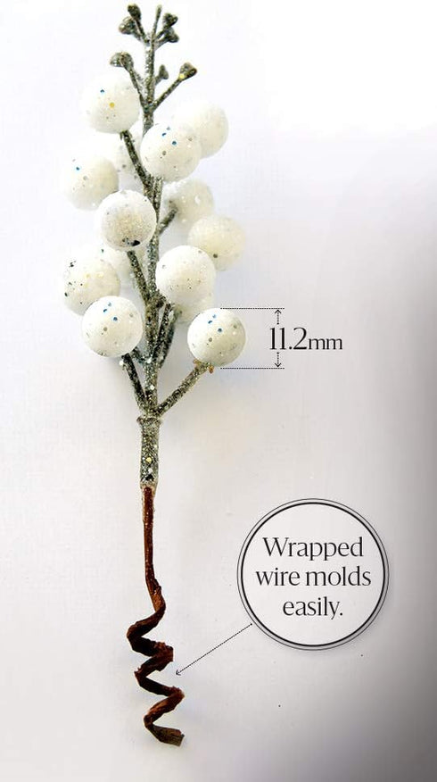 OLYPHAN Winter Berry Picks/White Holiday Berries Pick/Decorative Christmas Artificial Berry Stems for Wreaths, Garland, Crafts DIY Ornaments/Xmas ...