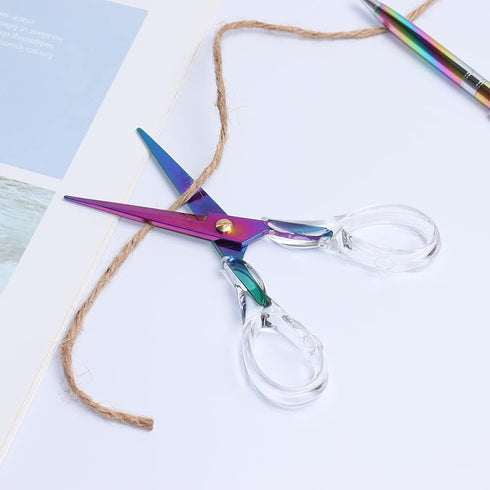 Scissors with Stainless Steel Blade and Acrylic Handle, All Purpose Scissor for Office, School, Home, Fabric Shears, Tijeras...