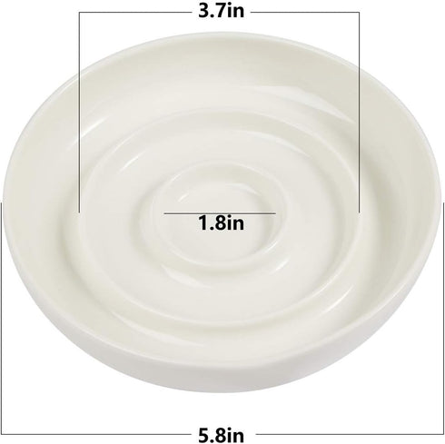 SLSON Cat Slow Feeder Bowl,Ceramic Slow Feed Cat Bowls Heavy and Shallow Wisker Stress-free Pets Dish for Kittens Small Pets Wet Food,White...