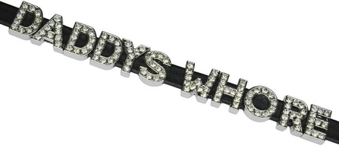 Algasan DADDY'S WHORE Rhinestone Choker Necklaces For Wife and Husband,Cosplay DDLG PU Leather Letters Collar Chokers For Lover,Gothic Punk Letter...