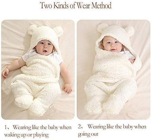 Baby Swaddle Blanket Boys Girls Cute Cotton Plush Receiving Blanket Soft Newborn Sleeping Wraps for Infant 0-6 Months...