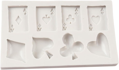 Poker Silicone Molds Playing Cards Hearts Diamonds Spades Clubs Fondant Mold For Cake Decoration Chocolate Candy Cupcake Topper Sugar Craft Gum Pa...