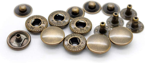 CRAFTMEMORE 50 Sets Antique Brass Snap Buttons S-Spring Socket Popper Fasteners for Jacket Bag Closures #831 VT8 (15mm (0.59"))...