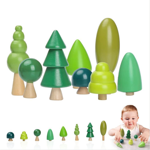 Youuys Wooden Craft Forest Trees Toys, 8 Pcs Finished Scene Mini Tree Kit Craft Set - Cake Topper - for Early Educational Preschool Classroom Proj...