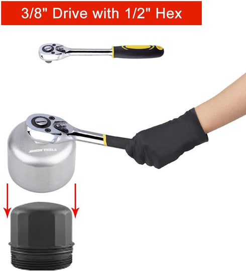 JDMON 86mm 16 Flute Oil Filter Wrench Compatible with Volvo and BMW-Cartridge Style Housing Caps...