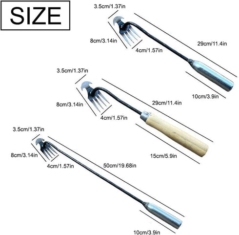 2023 New Weeding Artifact Uprooting Weeding Tool, Premium Manganese Steel Forged Weed Puller 4 Teeth Dual Purpose Weeder, Hand Weeder Tool for Gar...
