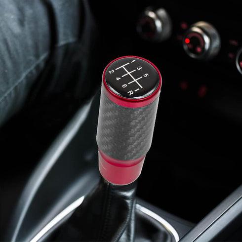 muge racing Carbon Fiber Shift Knob 6 Speeds Pattern Modified Carbon Fiber Aluminum Manual Automatic Gear Shift Knob for Vehicles with 3 Adapters ...