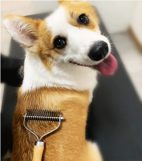 Pet Hair Removal Comb Solid Wood Metal Pet Brush Bilateral Grooming Tool Matting And Grooming Of Tangled Hairs For Cats, Large Dogs, Small Dogs...