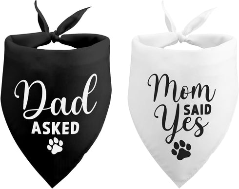 Dog Wedding Engagement Bandana Dad Asked and Mom Said Yes Dog Bandana Wedding Engagement Announcement Wedding Photo Prop Pet Accessories for Dog L...