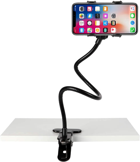 Lazy Cell Phone Clip Holder Gooseneck Clamp - Clamp Universal Lazy Mount Clip Hands Free Flexible Long Arm Bracket Grip ?Rotate Freely? Stand for ...