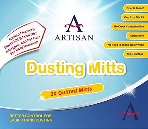 Artisan DUSTING MITT Replaces Microfiber Dusting Cloths, Dust Wipes, Feather Dusters. Grabs and Locks in Dust, Pet Hair, and Allergens for The Bes...