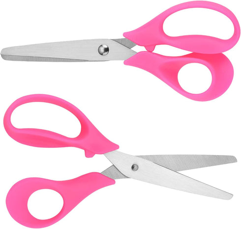 Left Handed Scissors Kids,5" Left Handed Kids Craft Scissors Ages 3+ Stainless Steel Soft Comfort-Grip Handles Blunt Lefty Safety School Scissors ...