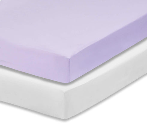 Everyday Kids 2-Pack Fitted Crib Sheets, 100% Soft Breathable Microfiber Baby Sheet, Fits Standard Size Crib Mattress 28in x 52in, White Nursery S...