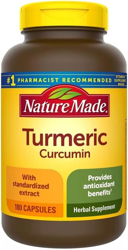 Nature Made Turmeric Curcumin 500 milligram. Capsules (Antioxidant) Value Size 180 Ct...