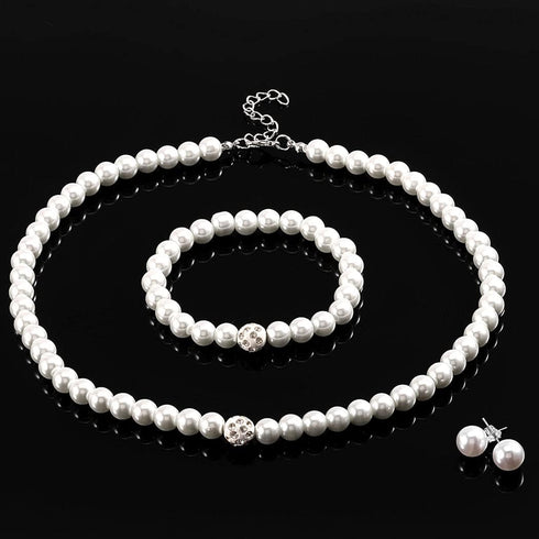 Brishow Wedding Pearl Necklace Set Silver Bridal Crystal Necklaces Earrings Bracelet Sets Rhinestone Brides Necklace Chain Jewelry Sets for Women ...