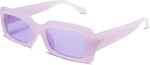 Allarallvr Trendy Rectangle Sunglasses for Women Men Vintage 90's Square Shades Thick Frame Nude Sunnies Sunglasses AR82002...
