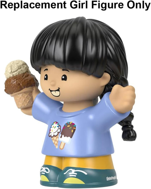 Fisher-Price Replacement Part Little-People Playset - HHR46 ~ Girl with Black Hair with Braids Carrying Ice Cream Cone, Black, Brown, Blue...