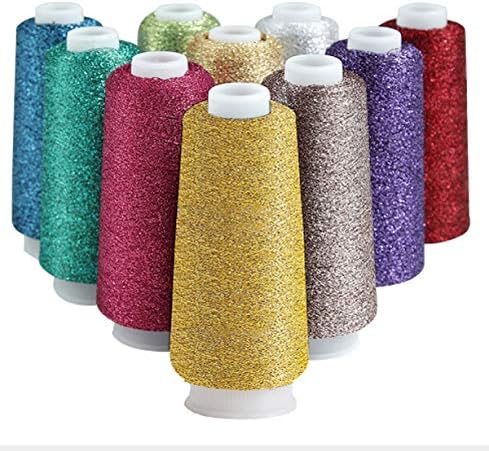 Truevalue 2 Balls Accessory Lurex Yarn, Shining Glitter Metallic Knitting-in Yarn, Sparkle Thread for Knitting and Crochet Sweater Shawl 5000 Yard...