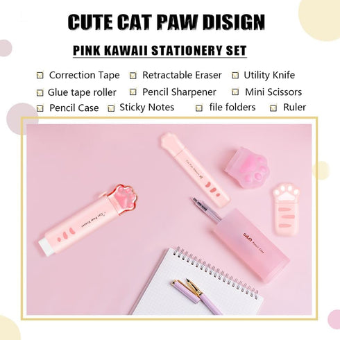 Cute School Supplies, Cute Stationary, Japanese Stationery Birthday Gifs, includes Pencil Sharpener,Eraser, Correction Tape, Ruler, Mini Scissors,...