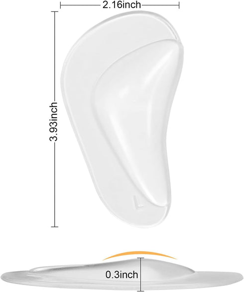 6 Pairs Gel Arch Support Cushions for Men & Women, Shoe Insoles for Flat Feet, Reusable Arch Inserts for Plantar Fasciitis, Adhesive Arch Pad for ...