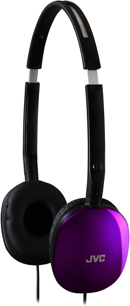 JVC Violet Flat and Foldable Colorful Flats On Ear Headphone with 3.94 foot Gold Plated Phone Slim Plug HAS160V...