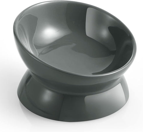 Elevated Cat Food Bowl, 5 Oz Ceramic Raised and Tilted Water Bowl, Anti Vomiting and Protect Pets' Spines Dishes for Small Dog, Fat Faced Cat, Kit...