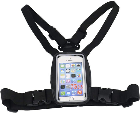Smartphone Outdoor Chest Strap Mount + Waterproof Case Holder Fits for up to 5.5inch Mobile Phones - Best Cell Phone Chest Harness Mount- Perfect ...