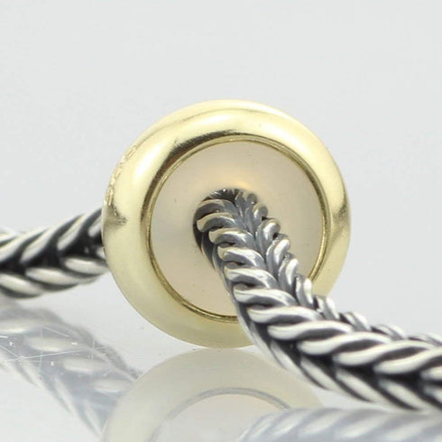 Clip Stopper Charms Sterling Silver Rondelle Spacer Bead for European 2.0-3.5mm Cable Chain Charm Bracelets ?2 PCS? (A, Gold)...