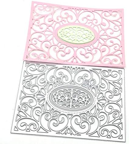 Metal Oval Rectangle Lace Flower Frame Cutting Dies, Symmetry Hollow Pattern Background Die Cuts for Card Making Stencil Embossing Tool Scrapbooki...