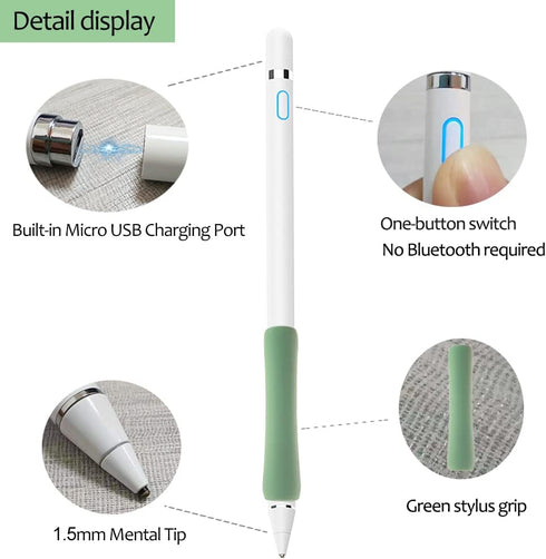 Stylus Pen for iPad, DOGAIN Stylus Pen for Touchscreen with Green Grip, Digital Active Fine Point Pen for Drawing/Writing/Playing, iPad Pencil Com...