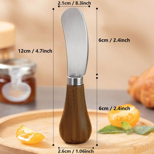 2 Pack Butter Spreader Knife Standing, Stainless Steel Cheese Spreader Knives with Wood Handle, Butter Knives with Sharp Edge for Easily Cutting &...