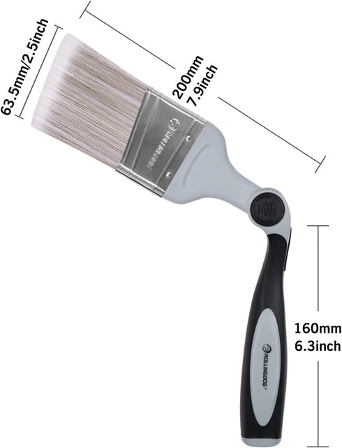 ROLLINGDOG 2.5Inch Paint Edger Brush - Extension Pole Angled Paint Brush for High Walls Ceiling,Stairwell Wall,Triming and Cutting in Painting...
