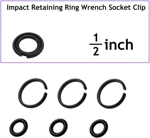 (8+8 Sets 1/2” & 3/8" Impact Retaining Ring Clip Friction Ring Hog Ring with O-Ring for Milwaukee Electric Pneumatic Type Impact Wrench...