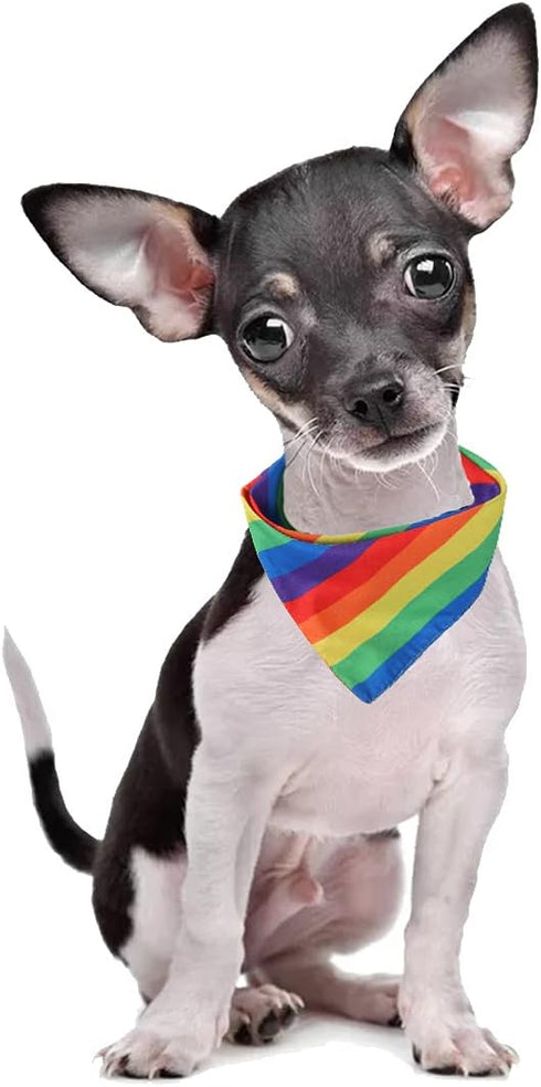 Tinsow 2 Pcs Dog Bandanas Gay Pride Rainbow Bandanas Cotton Handkerchiefs Party Supply Pet Bandana...