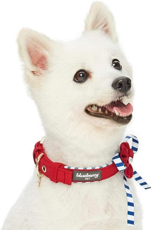 Blueberry Pet 4 Patterns Bon Voyage Sea Lover Adjustable Dog Collar in Timeless Red, Neck 13-16.5", for Medium Breed...