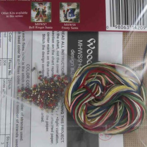 Holly and Ivy Santa Beaded Counted Cross Stitch Ornament Kit Mill Hill 2001 Woodland Santas MHWS9...