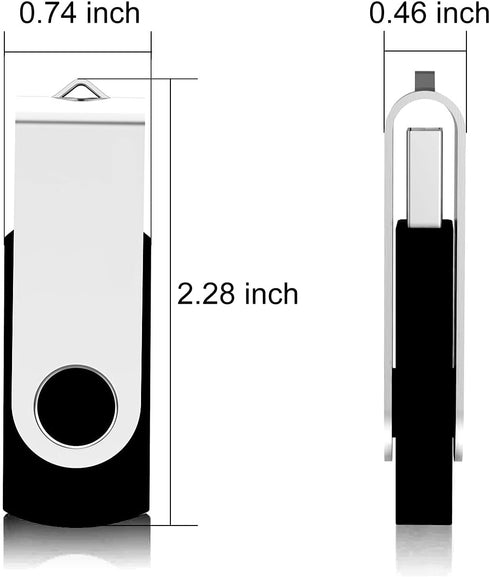 4GB Flash Drive 10 Pack, USB 2.0 Thumb Drives Bulk Swivel Memory Stick for Data Storage, Black...