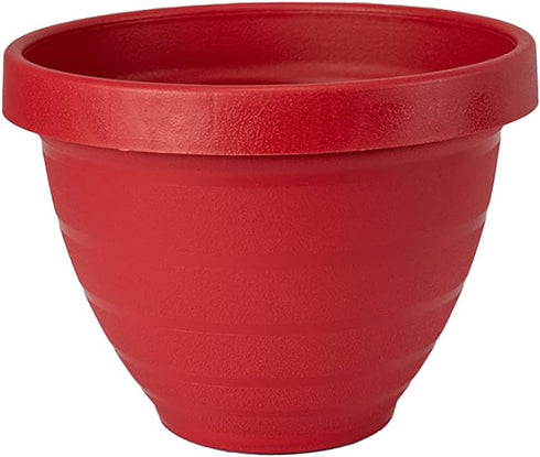 The HC Companies 8 Inch Rings Planter with Self Watering Disk - Lightweight Indoor Outdoor Plastic Plant Pot for Herbs and Flowers, Warm Red...