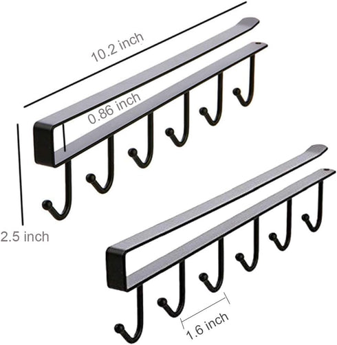 2pcs Mug Hooks Cups Wine Glasses Storage Hooks Kitchen Utensil Ties Belts and Scarf Hanging Hook Rack Holder Under Cabinet Closet Without Drilling...