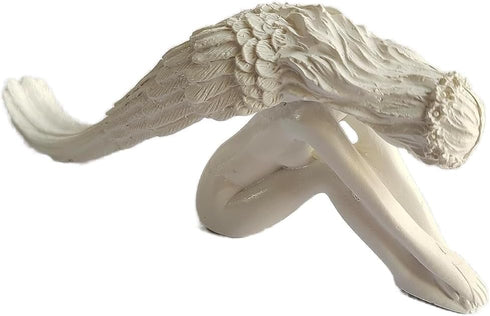 Long haired Angel Figurine?Angels Resin Statue? Indoor Outdoor Home Garden Angel Statue Sculpture Decoration (White)...