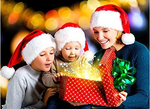 AOGU 4 Pack Plush Santa Hat Confortable Velvet Red Christmas Hat for Christmas Party Favors Fit for Adults and Kids...