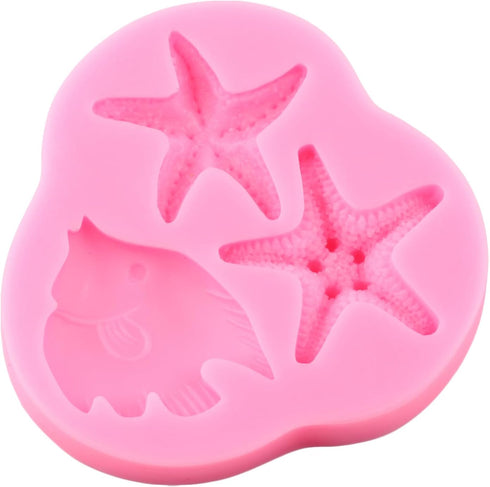 Marine Theme Silicone Mold Starfish Fondant Molds Fish Candy Mold For Cake Decoration Cupcake Topper Chocolate Polymer Clay Gum Paste...