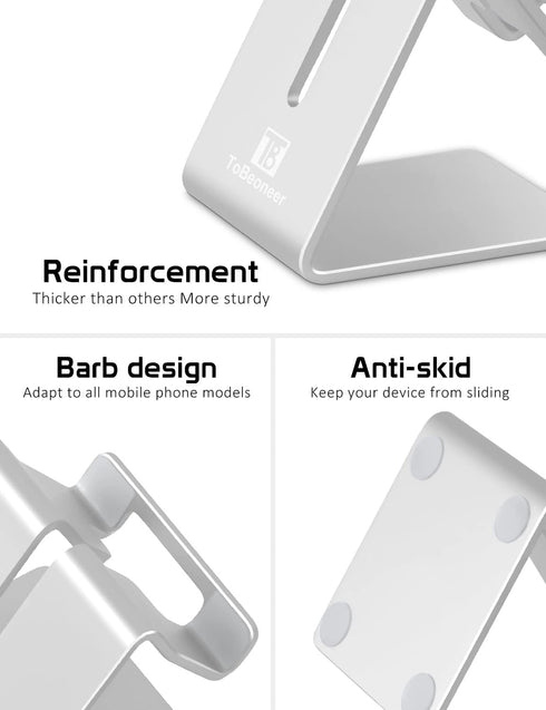 Desktop Cell Phone Stand Holder, Aluminum Solid Portable Universal Desk Stand for iPhone 16 15 14 13 12 11 X 8 7 6 Plus 5 Ipad 2 3 4 Mini Samsung ...