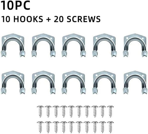 Storage Hanger Hooks,Double Tool Storage Hook 10Pcs Wall Mounted Hanger Hooks with 20Pcs Screws for Garage Shed,Universal Galvanized Metal Utility...