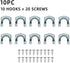 Storage Hanger Hooks,Double Tool Storage Hook 10Pcs Wall Mounted Hanger Hooks with 20Pcs Screws for Garage Shed,Universal Galvanized Metal Utility...
