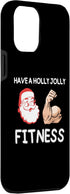 iPhone 14 Plus Holly And Jolly Fitness Christmas Santa Claus Weightlifting Case...
