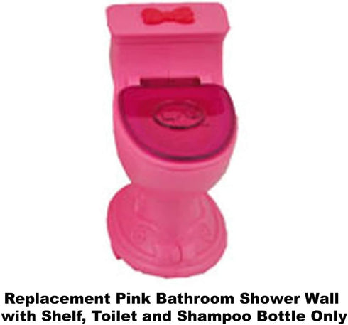 Replacement Parts for Barbie Dream House Playset - X7949 ~ Includes Pink Bathroom Shower Wall with Shelf, Toilet and Shampoo Bottle...