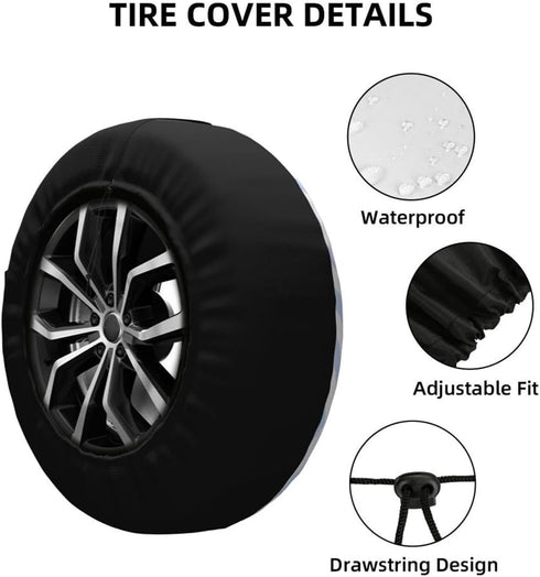 Adventure Awaits Spare Tire Cover Adventure Mountains Wheel Covers for RV Tires Camper Tire Case Protectors for Trailer Rv SUV Truck Travel Traile...