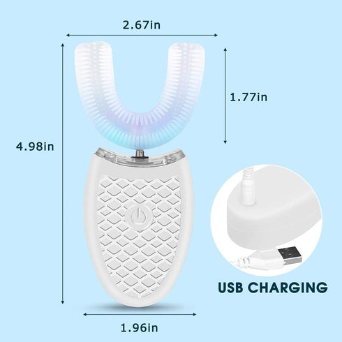 Ultrasonic Electric Toothbrush Adults, Automatic Toothbrush U Shaped Whole Mouth 360° Cleaning Teeth Whitening Hands Free Rechargeable IPX7 Waterp...