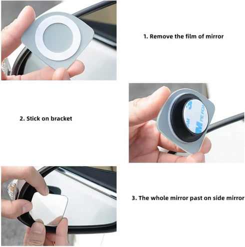 Car Blind Spot Mirror by 3R - Change Lanes w Confidence, Frameless HD Convex Glass, Seamlessly Contours to Rear View Side Mirrors, Peel & Stick (2...